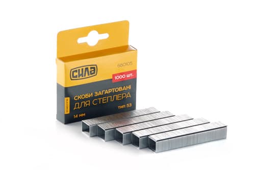 Скоби для степлеру 14*11,3*0,7mm, (загартовані, квадратні) (1000шт) СИЛА