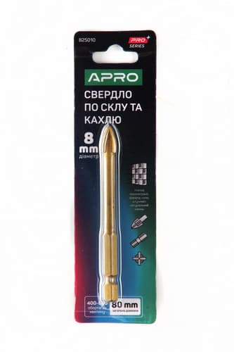 Свердло по склу і кахлю 4 грані HEX 8мм PRO APRO