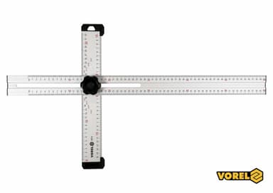 Кутник алюмінієвий регулювальний VOREL : 600 х 320 мм, з розмітками кутів 30-75° [6/12]