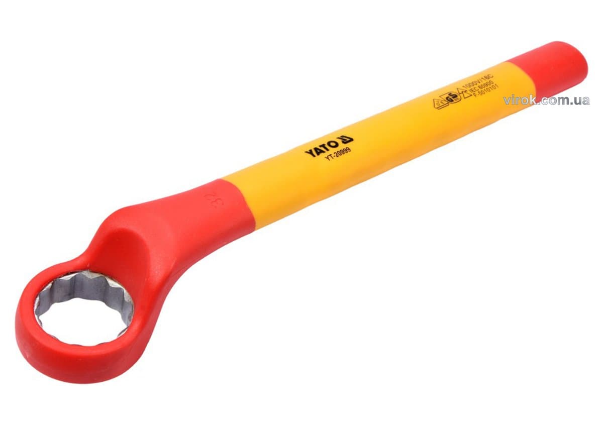 Ключ накидний електрика VDE YATO : М32 мм, вигнутий до 1000V(DW)