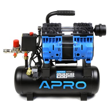 APRO Компресор двоциліндровий безмасляний OFE-9 8 Бар 0.6 кВт 152 л/хв 9 л (кран + штуцер)