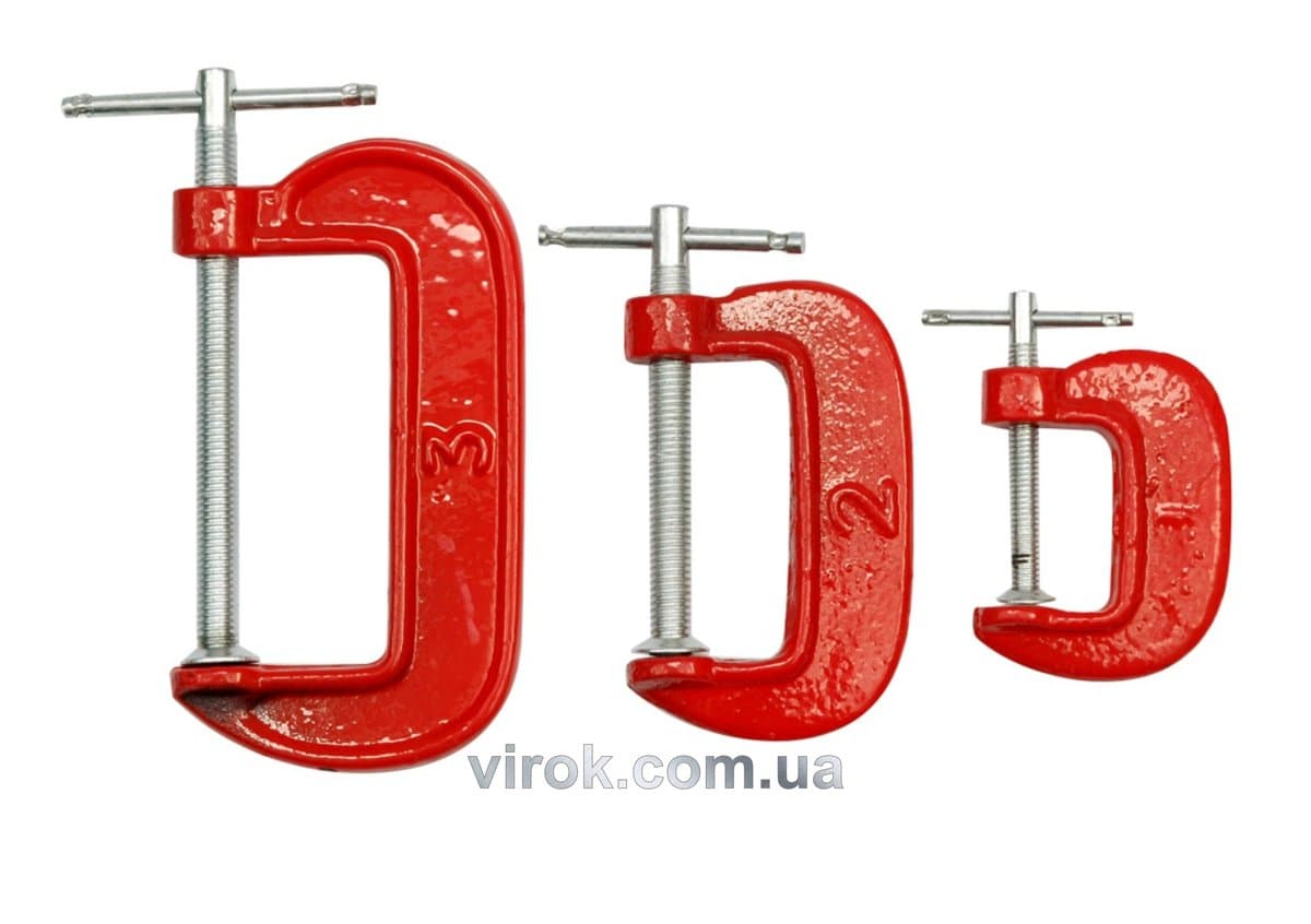 Струбцина VOREL. Набір, тип-G 3шт. (25, 50,75мм) [12/48]