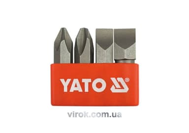 Викруткові вставки ударні YATO: хрест. і плаский шліци: PH2/3 і S8/10х36мм, HEX Ø= 5/16" 4шт[10/100]