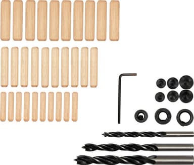 Засоби для кілкових сполучень по дереву YATO з діаметром 6, 8, 10 мм, набір 43 шт. [6/24]