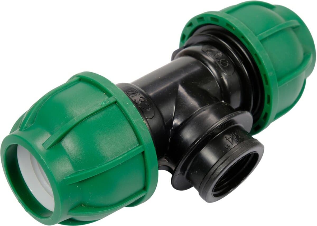 Трійник сполучний водяних пластикових труб 32 мм- 3/4"- 32 мм FLO поліпропіленовий, для тиску 1 MPa