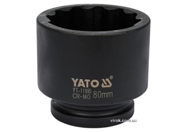 Головка торцева ударна 12-гранна YATO : квадрат 1", М= 80 мм, L= 100 мм [4]