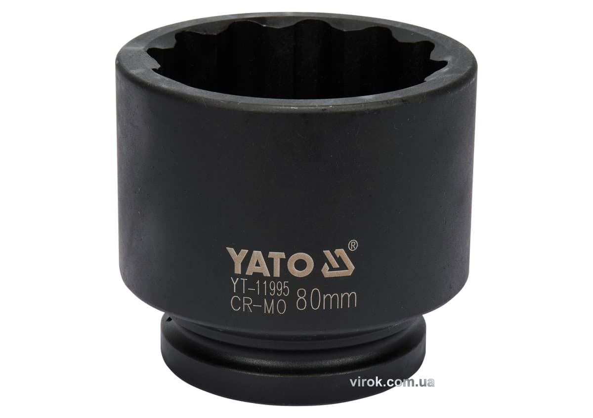 Головка торцева ударна 12-гранна YATO : квадрат 1", М= 80 мм, L= 100 мм [4]