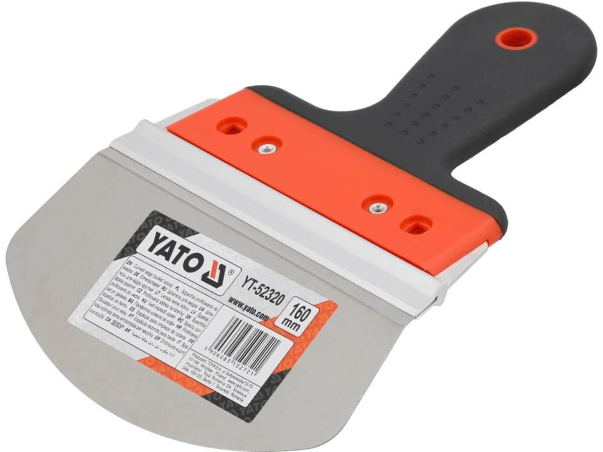 Шпатель овальний YATO до відра 165х 85 мм з нержавіючої сталі, l= 250 мм, двокомпонент ручка [4]