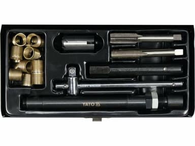 Засоби для ремонту "свічок" запалу YATO: мітчик під головку М14х 1,25 і 20 напрям. втулок, комп. 25е