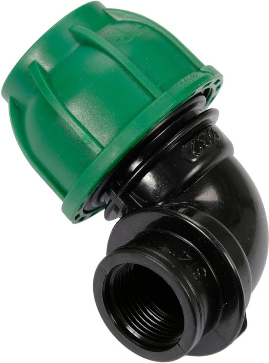 Коліно 90° до водяних пластикових труб з внутр. різьбою 32 мм-3/4" FLO поліпропілен, для тиску 1 MPa