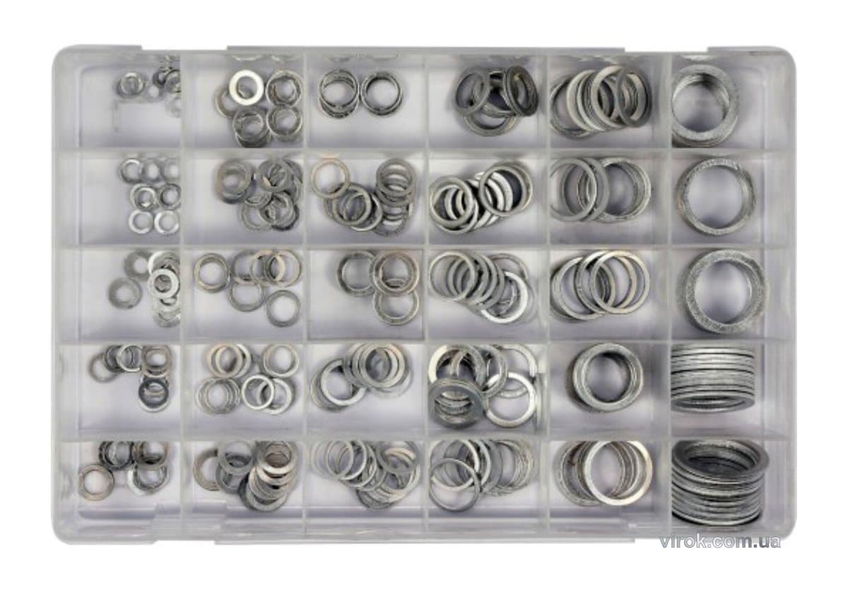 Шайби алюмінієві YATO, Ø= 5/9 - 28/36 мм, наб. 300 шт [5/20]