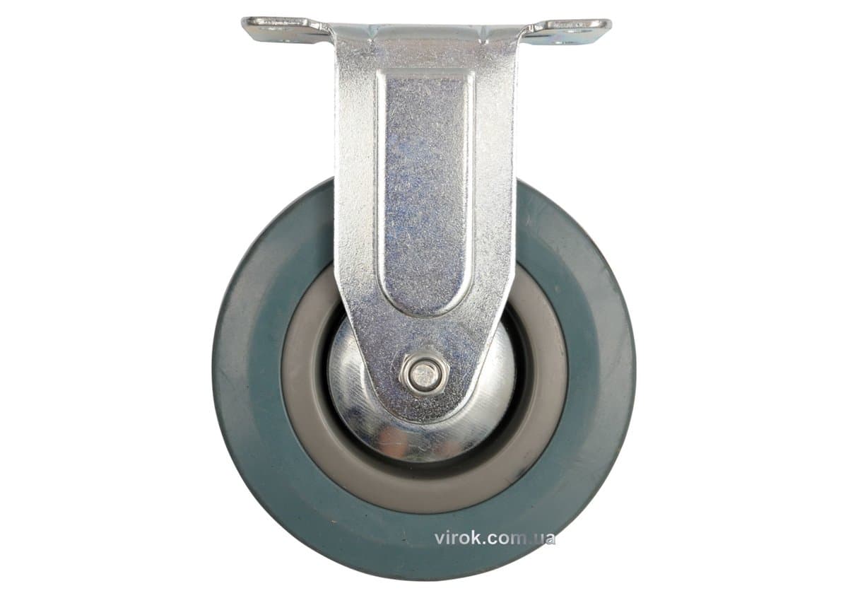 Колесо до візка Ø=75 мм, b= 21 мм VOREL; сіра гума, зі штивною опорою; h=104мм, навантаж.- 30кг [60]