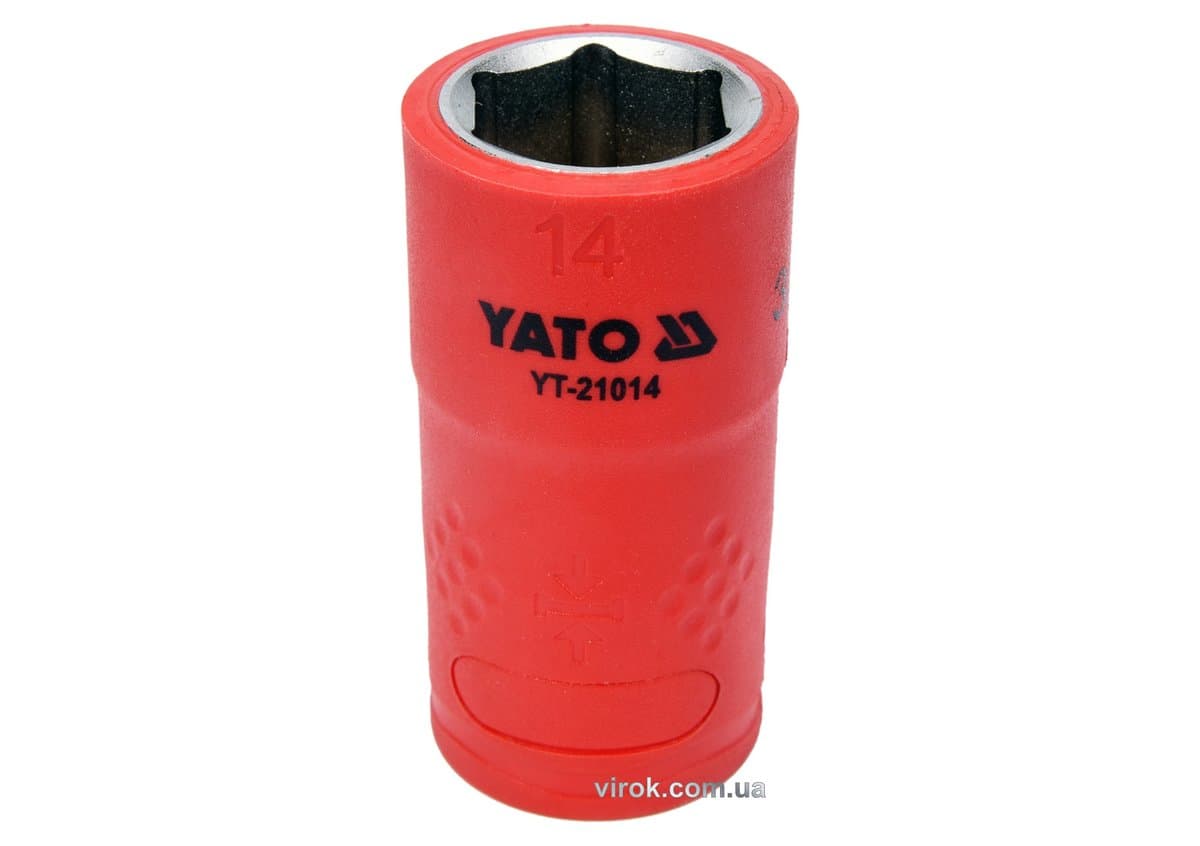 Головка торц. діелектр. 6-гранна YATO : квадрат 3/8", М= 14 мм, L= 45/28 мм,VDE корпус до 1000V(DW)
