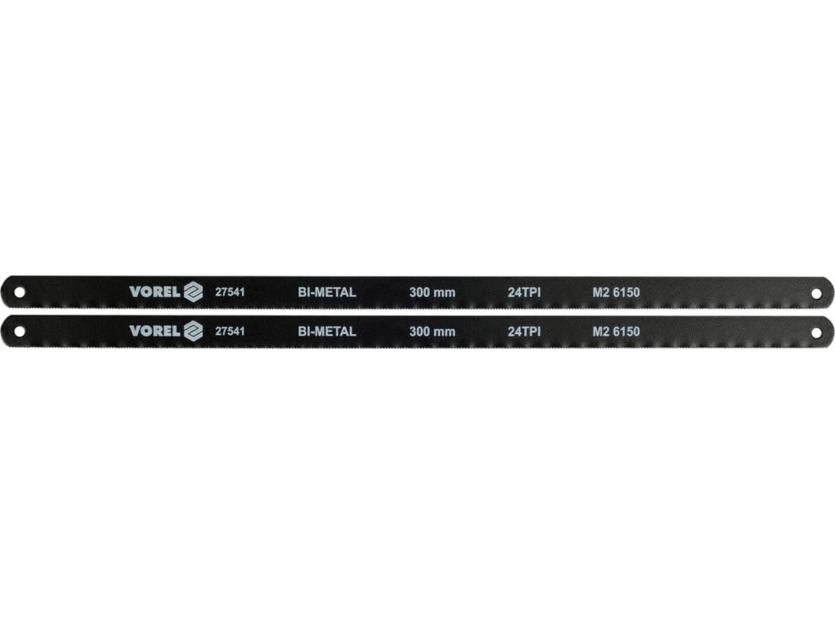 Полотно різальне по металу BI-метал VOREL M2+CrV 6150, 300х12,6х0,65 мм, 24 зуби/1", паков. 2шт [10]
