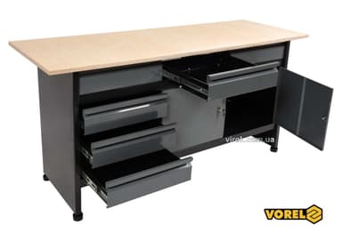 Стіл для майстерні VOREL : 1700 х 600 х 840 мм, 6 шухляд, з лакованої бляхи t= 0.8-1 мм [1]