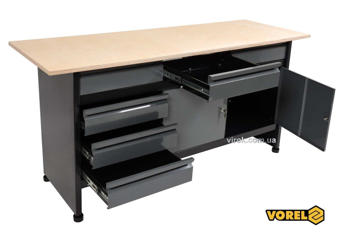 Стіл для майстерні VOREL : 1700 х 600 х 840 мм, 6 шухляд, з лакованої бляхи t= 0.8-1 мм [1]