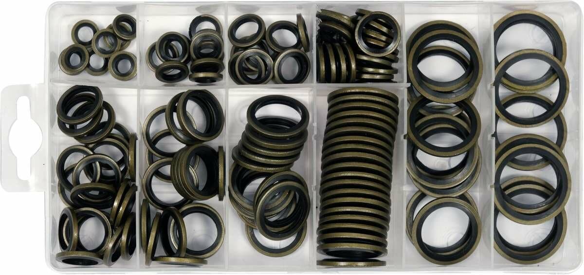 Шайби сталево-гумові YATO: Ø= 6- 24 мм, 150 шт [24]