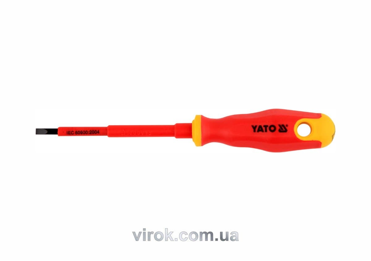 Викрутка плоска діелектрична ізольована YATO : шліц SL4 x 100 мм. VDE до 1000V [12/120]