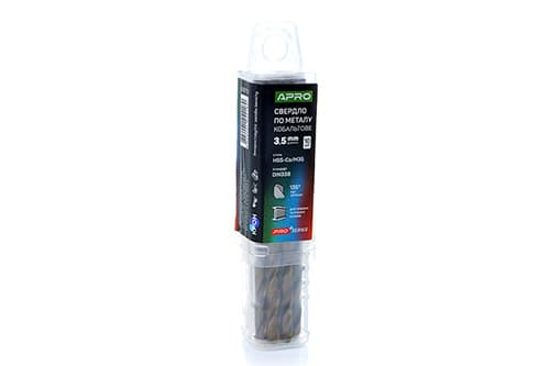 Свердло по металу кобальтове HSS-Co/M35 Ø3.5мм (тубус, кратно 10шт) PRO APRO