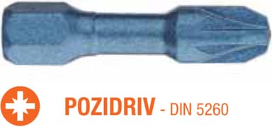 Насадка викруткова ударна USH Blue Shock : Pozidriv PZ2 x 30 мм Torsion, Уп. 5 шт.