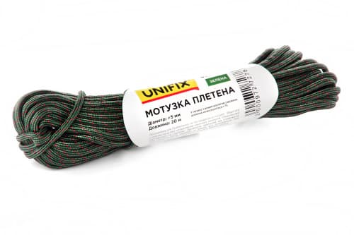 Мотузка плетена 5мм, 20м зелена UNIFIX