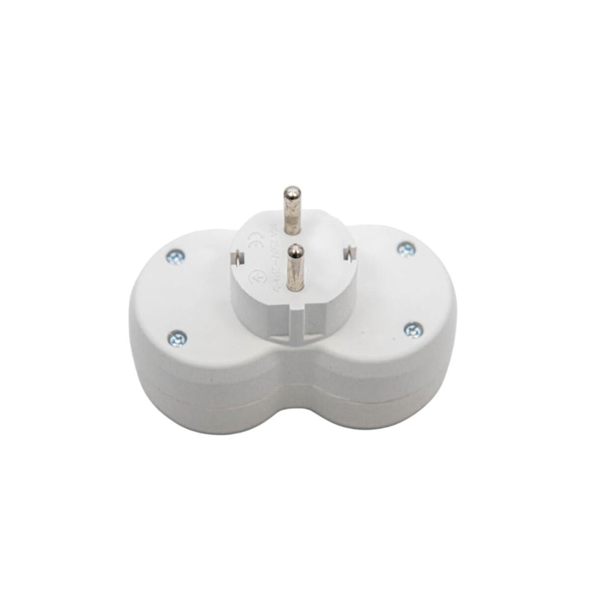 Вилка розгалужувальна електромережева ТМ VIROK на 2 гнізда 16А/250V з заземленням