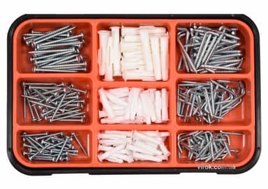 Шурупи, гаки з різьбою та дюбелі VOREL, набір 290 шт. [5/20]