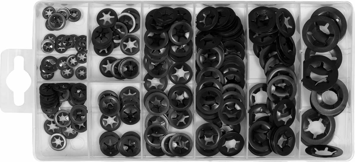 Шайби фіксувальні сталеві YATO: М3- М12, 260 шт [24]