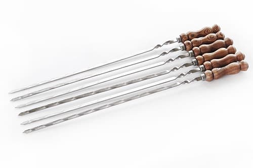 Шампур Premium з дерев'яною ручкою колір-горіх з нержавіючої сталі, 730*12*3мм СИЛА