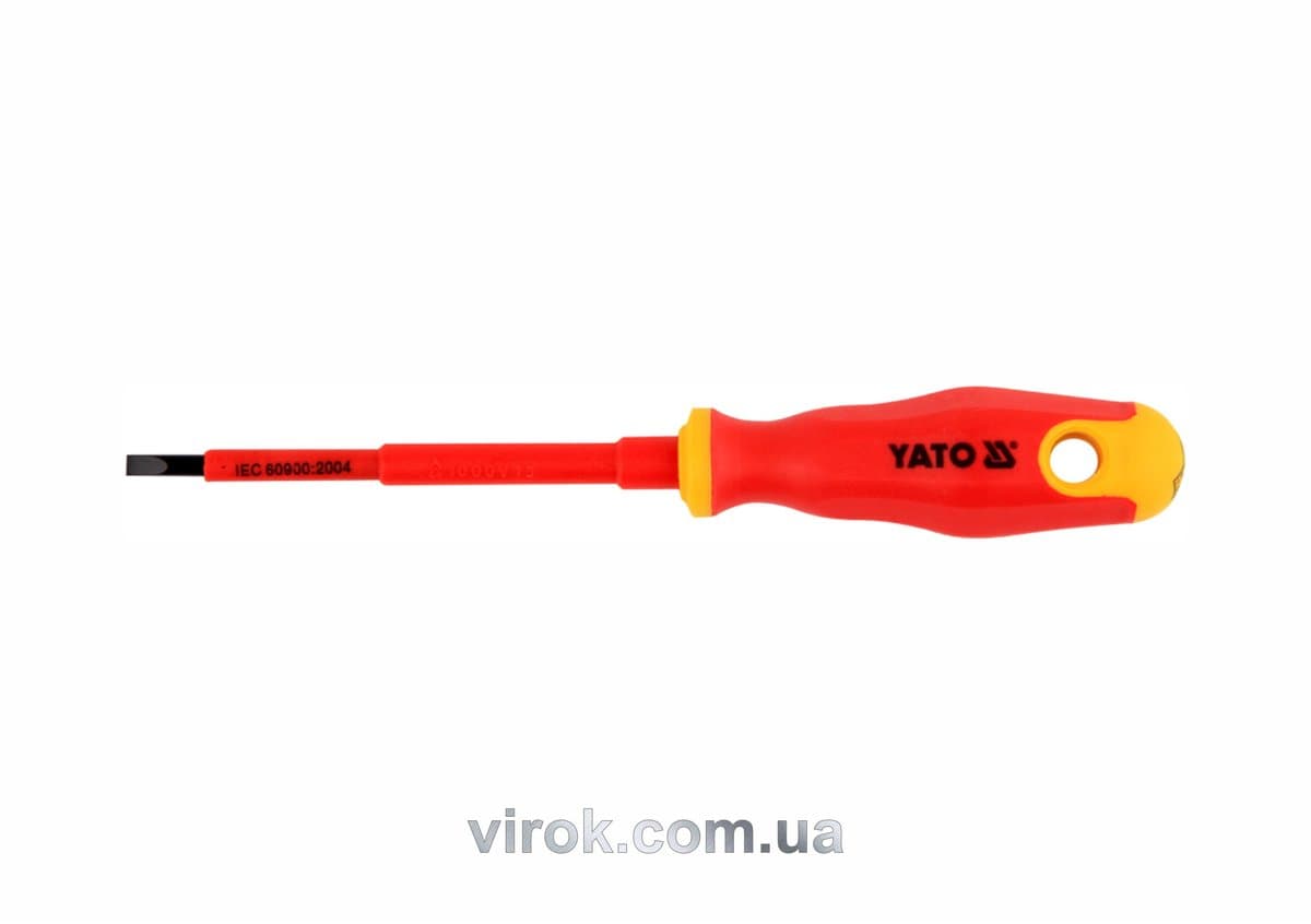 Викрутка плоска діелектрична ізольована YATO : шліц SL5,5 x 125 мм. VDE до 1000V [12/120]