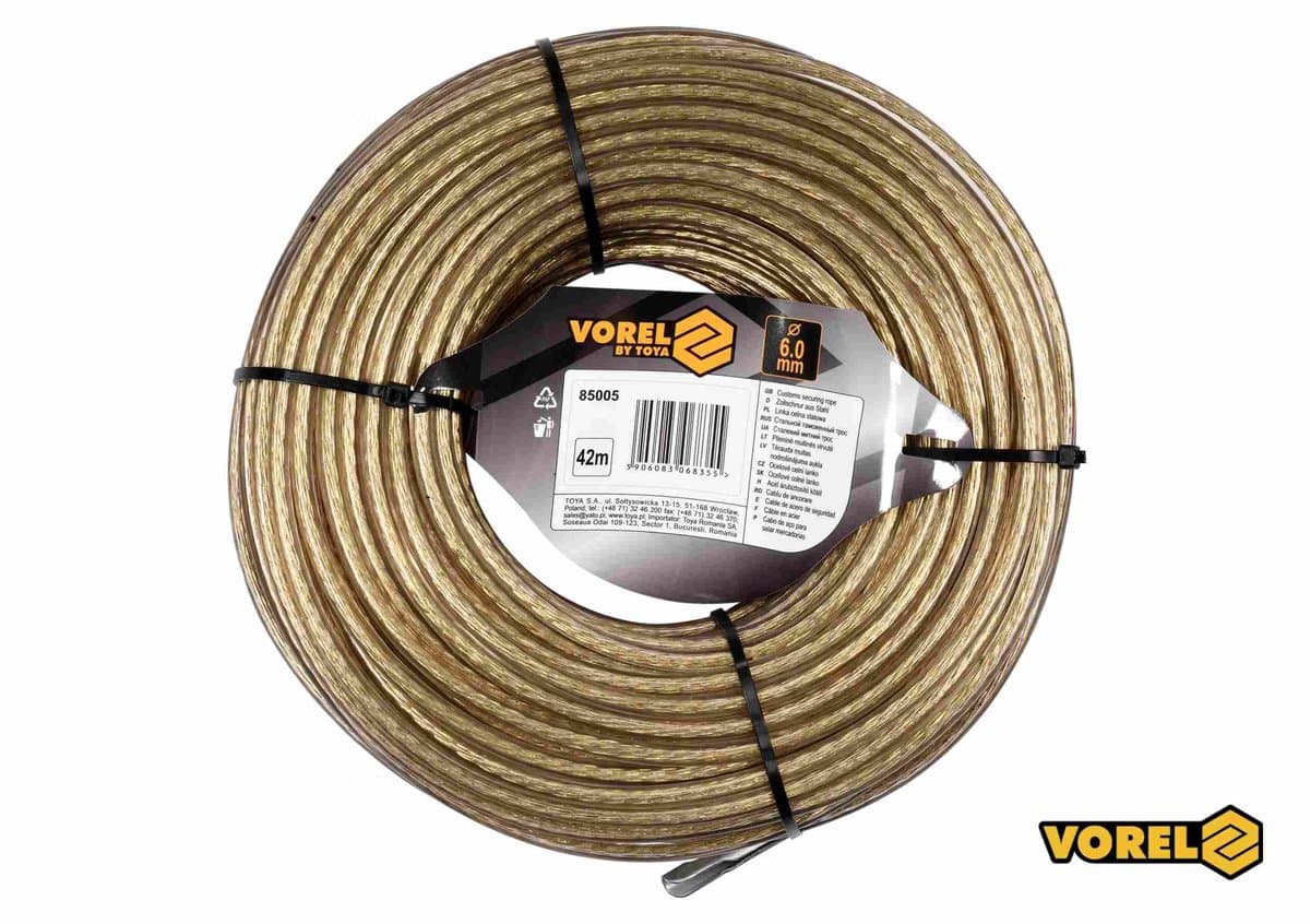 Трос сталевий з наконечниками для пломб VOREL : Ø6 мм x 42 м [10]
