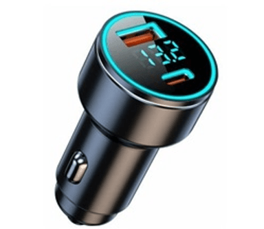 Автомобільний зарядний пристрій USB/Tipe-C (12/24V - 5V 3A) чорний з підсвічуванням 12 Atelie