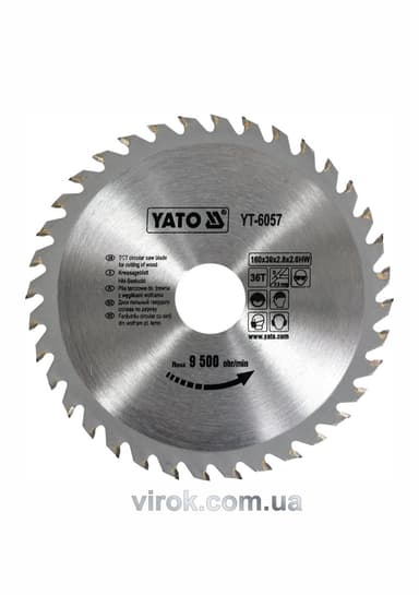 Диск пиляльний победітовий по дереву YATO: 160х30х2.8х2.0 мм, 36 зубців, R.P.M до 9500 1/хв [25/50]