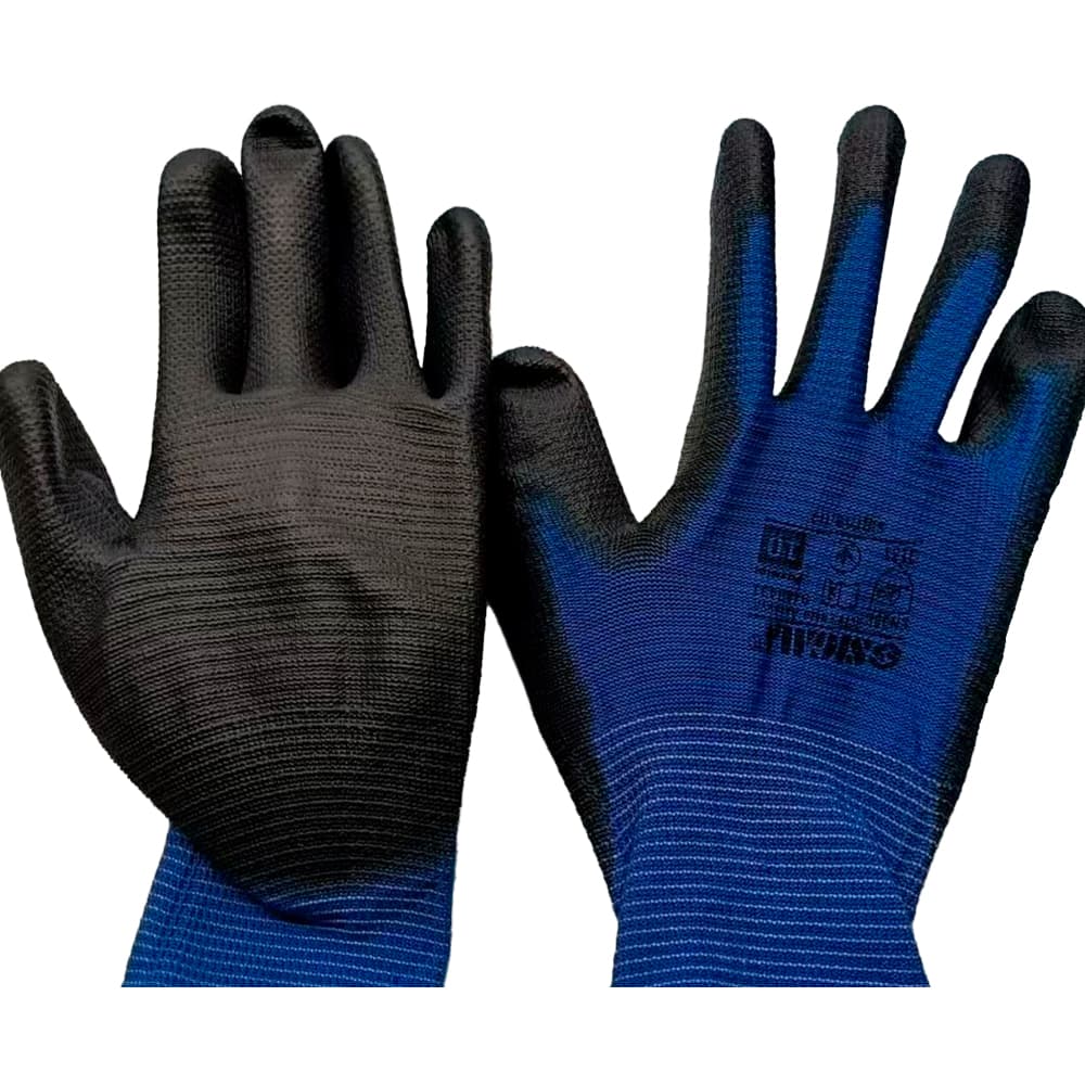 Рукавички трикотажні з частковим ПУ покриттям р10 (синьо-чорні манжет) SIGMA (9446431)