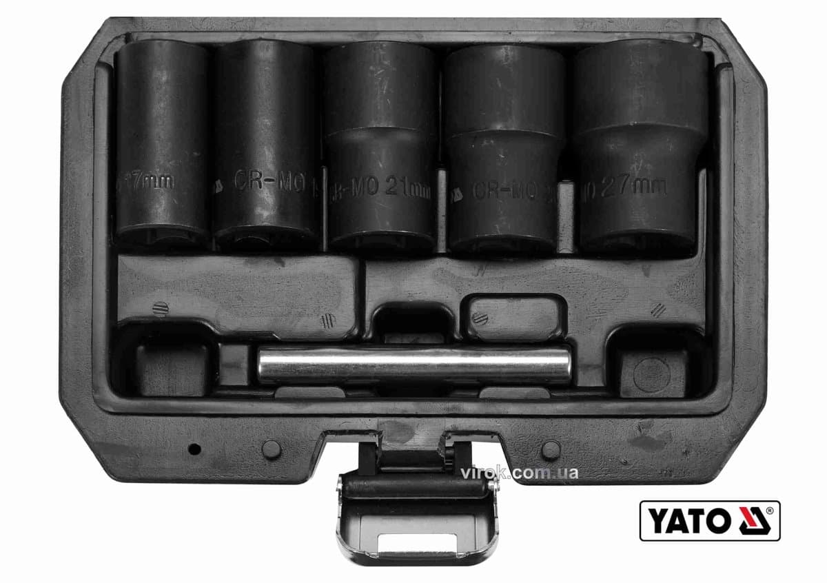 Набір екстракторів YATO : квадрат-1/2", М17-27 мм, Cr-Mo, для видалення зломаних гвинтів 6 Од. [10]