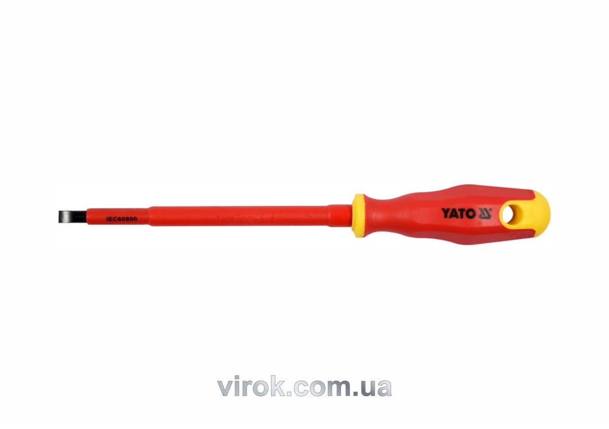 Викрутка плоска діелектрична ізольована YATO : шліц SL6,5 x 150 мм. VDE до 1000V [12/120]
