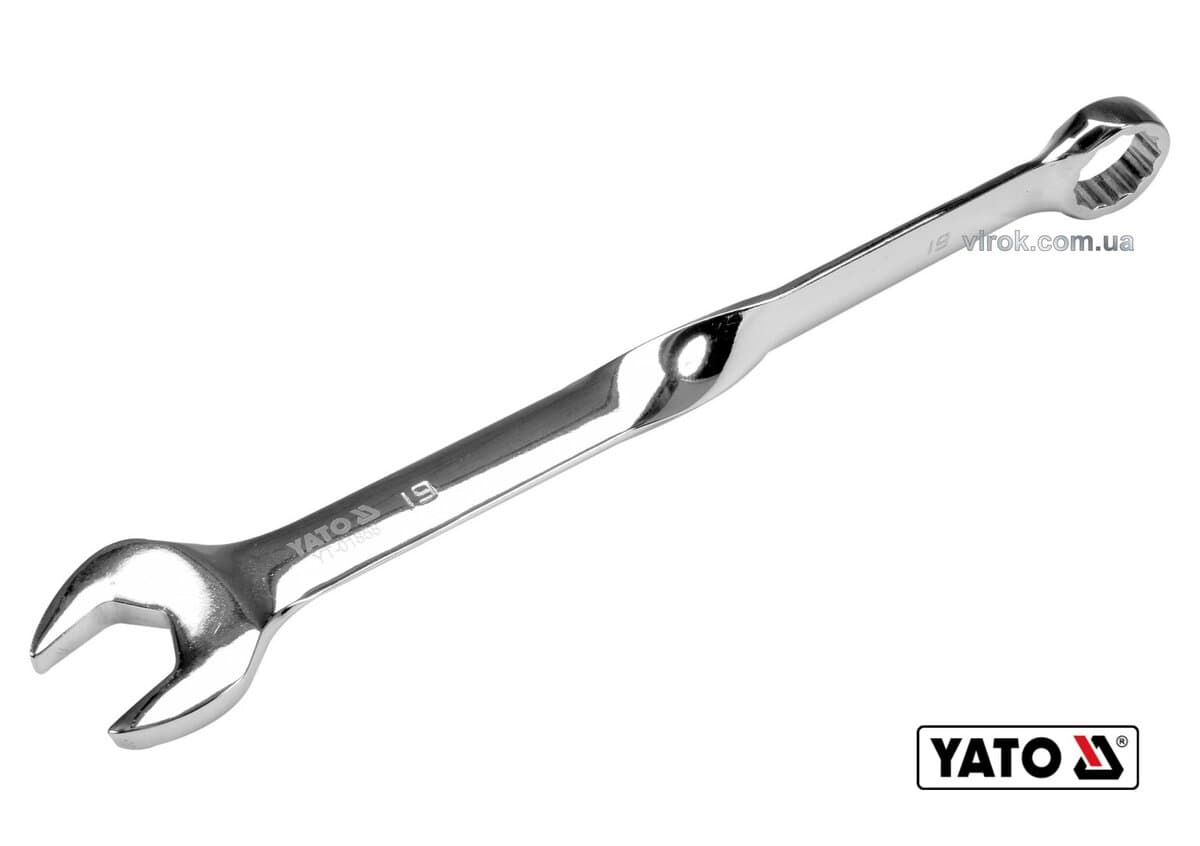 Ключ ріжково-накидний, кручений 90° YATO : М= 19 x 259 мм, Cr-V [40/80]