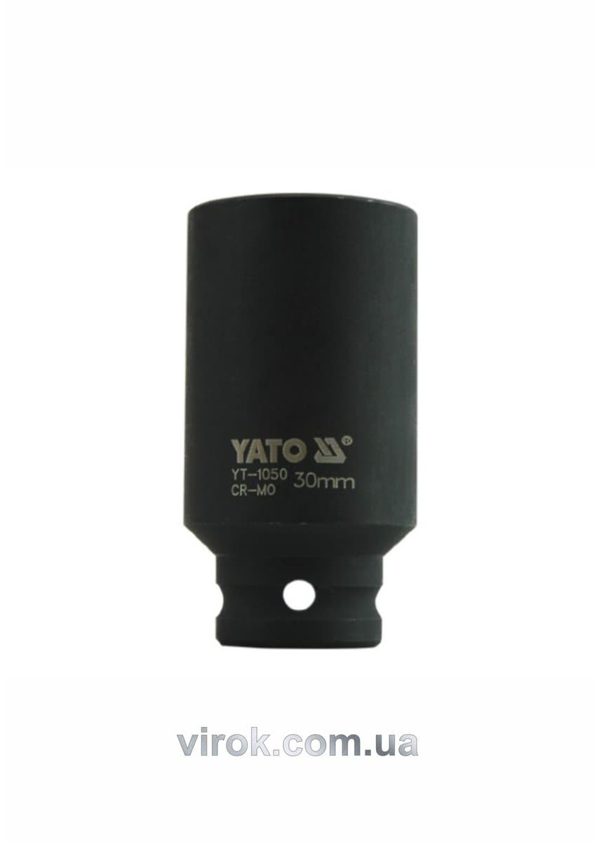 Головка торцева ударна 6-гранна YATO : подовжена, квадрат 1/2", М= 30 мм, L= 78 мм [10/40]