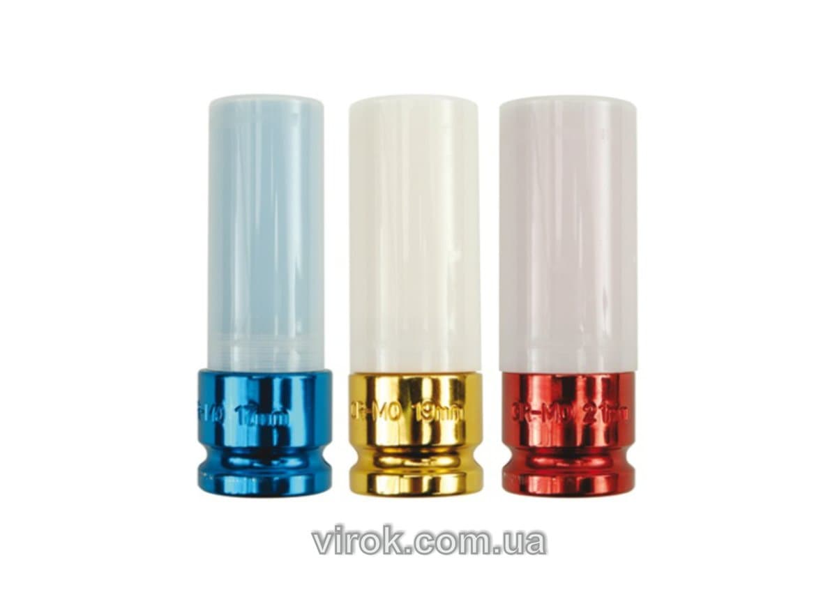 Головки YATO для алюмінієвих дисків, з квадр. 1/2", М=17;19;21мм, [12/24]