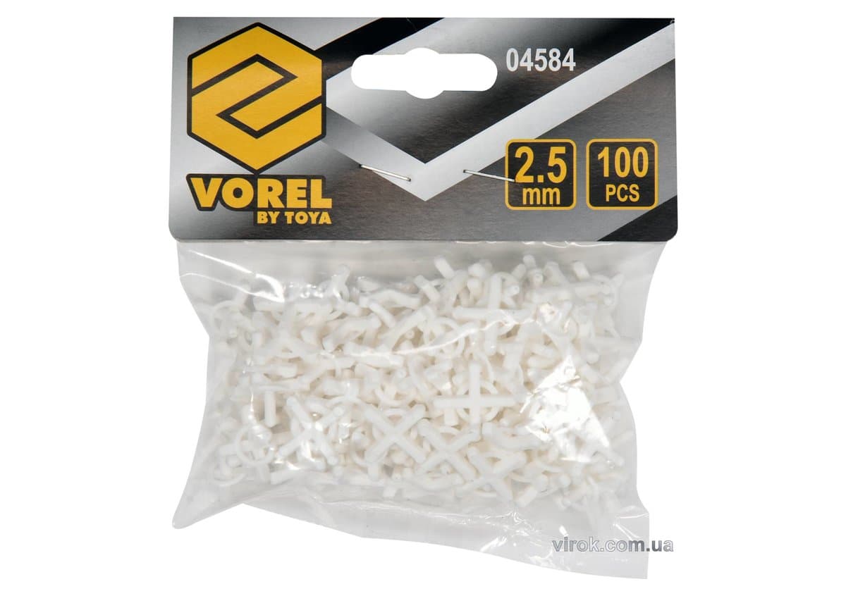 Хрестики дистанційні багаторазові для плитки VOREL : тип U, 2,5 мм. 100 (Уп/Шт.)(DW)