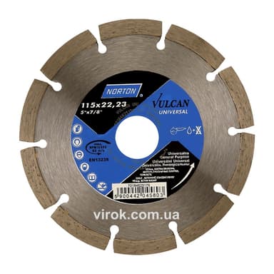 Диск алмазний VULCAN UNI сегментний: Ø= 115/ 22.23 мм (DW)