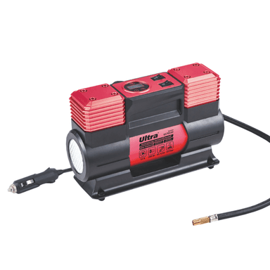 SIGMA Компресор автомобільний автостоп 12В (200Вт, 15А, 65л/хв, 10бар, +сумка, +ліхтарик), Вбудований LED ліхтарик, зручна сумка