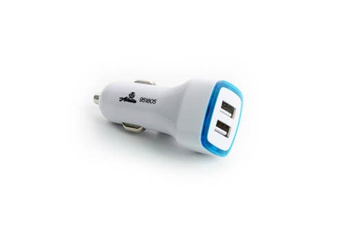 Автомобільний зарядний пристрій 2 USB (12 / 24V - 5V 2,1A) білий, форма квадрат 12 Atelie