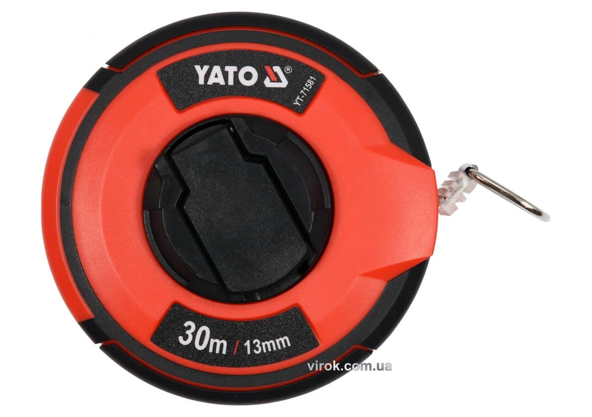 Рулетка вимірювальна сталева YATO : L= 30 м, b= 13 мм, ручне змотування, закритий корпус [10/40]