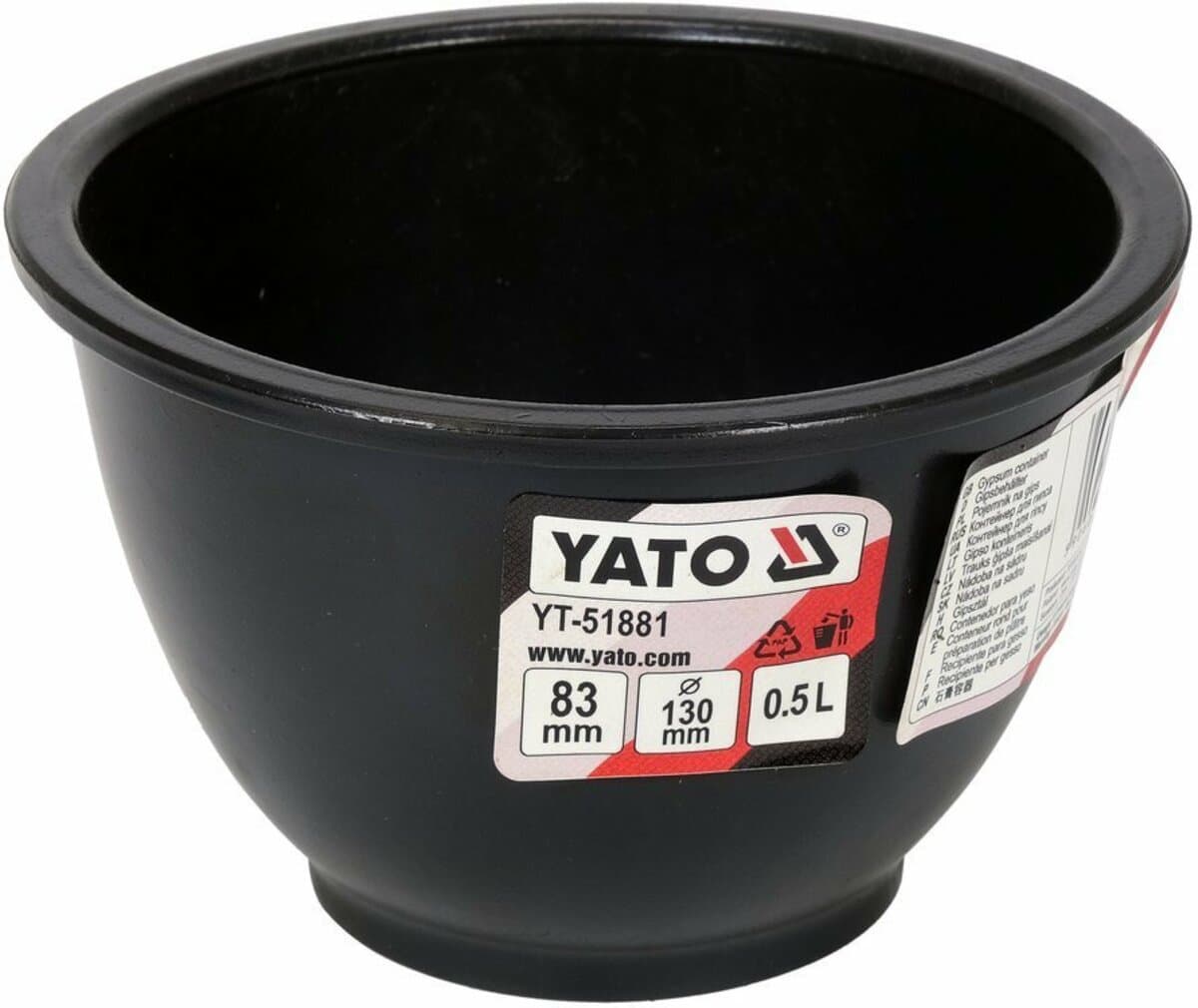 Глечик гумовий для гіпсу і будівельних розчинів YATO, об'єм- 0,5 л, Ø= 130 мм, H= 83 мм [20]