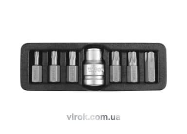 Набір насадок викруткових YATO : "TORX-T", L= 30 мм. адаптер 1/2". 7 шт. [24/72]