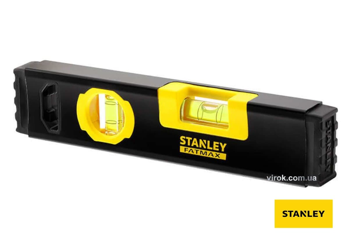 Рівень STANLEY "Classic Box Level TORPEDO" : L= 23 см, 2 капсули, алюмінієвий корпус з магнітами