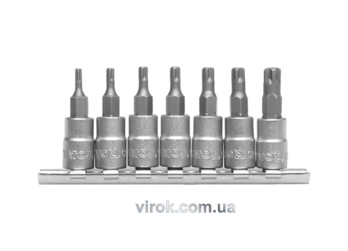 Набір головок YATO : TORX TS10-TS40, квадрат 1/4" торцеві, L= 35 мм. 7 шт. [12/48]