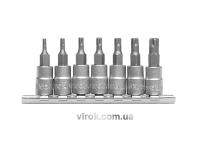 Набір головок YATO : TORX TS10-TS40, квадрат 1/4" торцеві, L= 35 мм. 7 шт. [12/48]