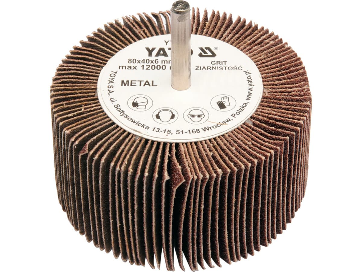 Круг пелюстковий шліфувальний YATO P120, Ø= 80 мм h= 40 мм, шпиндель Ø= 6 мм [10/60]